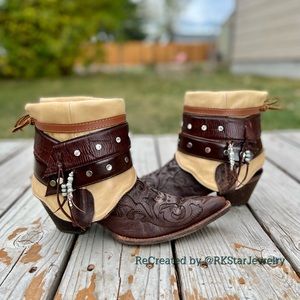 Size 9 Dark Chocolate Brown Ankle Bootie Cowboy Boots Womens Cowboy UPCycled